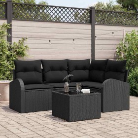Conjunto de sofá de jardín 5 pcs Negro ratán sintético en Sofás de exterior | Comprar online en Foru.es