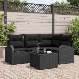 Conjunto de sofá de jardín 5 pcs Negro ratán sintético en Sofás de exterior | Comprar online en Foru.es