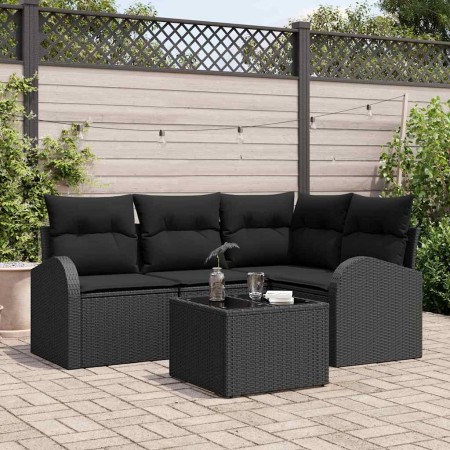 Conjunto de sofá de jardín 5 pcs Negro ratán sintético en Sofás de exterior | Comprar online en Foru.es