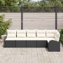 Conjunto de sofá de jardín con cojín 6 pcs Negro Poliratán en Sofás de exterior | Comprar online en Foru.es