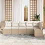 Conjunto de sofá de jardín con cojín 6 pcs Beige Poliratán en Sofás de exterior | Comprar online en Foru.es