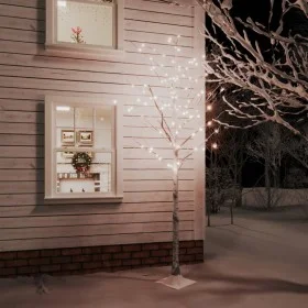 Abedul artificial blanco con 128 LED blanco cálido 220 cm de vidaXL, Arboles de navidad - Ref: Foro24-345145, Precio: 77,08 €...