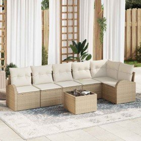 Conjunto de sofá de jardín 7 pcs Beige ratán sintético en Sofás de exterior | Comprar online en Foru.es