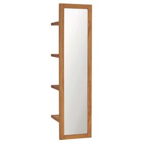 Espejo de pared con estantes madera de teca maciza 30x30x120 cm en Espejos | Comprar online en Foru.es