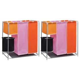 Cesto de ropa sucia 2 unidades 3 secciones con cubo de lavado de vidaXL, Cestas para ropa - Ref: Foro24-3051492, Precio: 64,4...