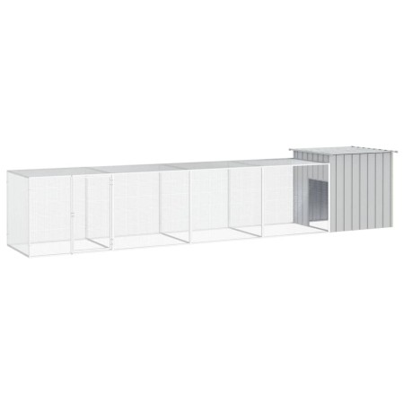 Gallinero de acero galvanizado gris 500x91x100 cm de vidaXL, Jaulas y habitáculos para animales pequeños - Ref: Foro24-310646...