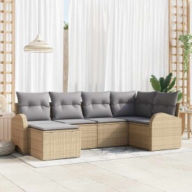 Conjunto de sofás de jardín 6 pcs Beige ratán sintético en Sofás de exterior | Comprar online en Foru.es