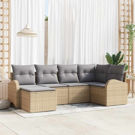 Conjunto de sofás de jardín 6 pcs Beige ratán sintético en Sofás de exterior | Comprar online en Foru.es