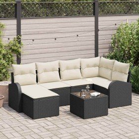Conjunto de sofás de jardín 7 pcs Negro ratán sintético en Sofás de exterior | Comprar online en Foru.es