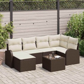 Conjunto de sofás de jardín 7 pcs Marrón ratán sintético en Sofás de exterior | Comprar online en Foru.es