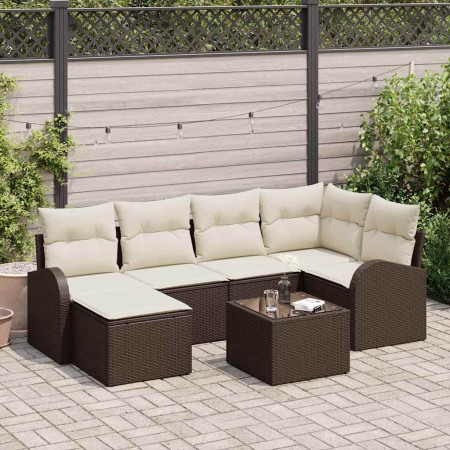 Conjunto de sofás de jardín 7 pcs Marrón ratán sintético en Sofás de exterior | Comprar online en Foru.es
