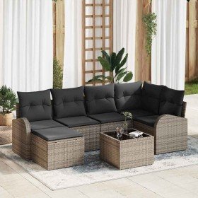 Conjunto de sofás de jardín 7 pcs Gris ratán sintético en Sofás de exterior | Comprar online en Foru.es