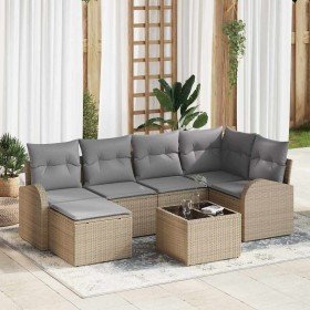 Conjunto de sofás de jardín 7 pcs Beige ratán sintético en Sofás de exterior | Comprar online en Foru.es
