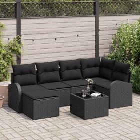 Conjunto de sofás de jardín 7 pcs Negro ratán sintético en Sofás de exterior | Comprar online en Foru.es