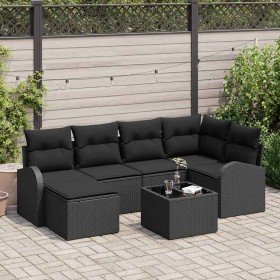 Conjunto de sofás de jardín 7 pcs Negro ratán sintético en Sofás de exterior | Comprar online en Foru.es