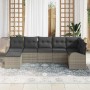 Conjunto de sofá de jardín 7 pcs Gris Claro Rattan de Poliéster en Sofás de exterior | Comprar online en Foru.es