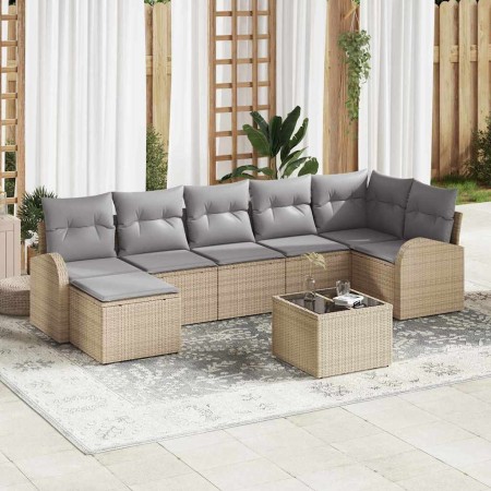 Conjunto de sofá de jardín con cojín 8 pcs Beige Poliratán en Sofás de exterior | Comprar online en Foru.es