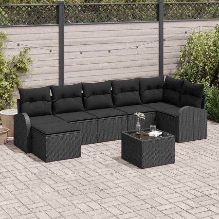 Conjunto de sofá de jardín con cojín 8 pcs Negro Poliratán en Sofás de exterior | Comprar online en Foru.es