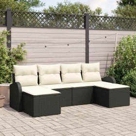 Conjunto de sofá de jardín 6 pcs Negro Rattan de Poliéster en Sofás de exterior | Comprar online en Foru.es