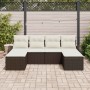 Conjunto de sofá de jardín 6 pcs Marrón Rattan de Poliéster en Sofás de exterior | Comprar online en Foru.es