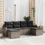 Conjunto de sofá de jardín 6 pcs Gris Rattan de Poliéster en Sofás de exterior | Comprar online en Foru.es