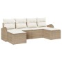 Conjunto de sofá de jardín 6 pcs Beige Rattan de Poliéster en Sofás de exterior | Comprar online en Foru.es
