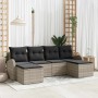 Conjunto de sofá de jardín 6 pcs Gris Claro Rattan de Poliéster en Sofás de exterior | Comprar online en Foru.es