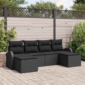 Conjunto de sofá de jardín 6 pcs Negro Rattan de Poliéster en Sofás de exterior | Comprar online en Foru.es