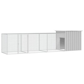 Gallinero de acero galvanizado gris 400x91x100 cm de vidaXL, Jaulas y habitáculos para animales pequeños - Ref: Foro24-310646...