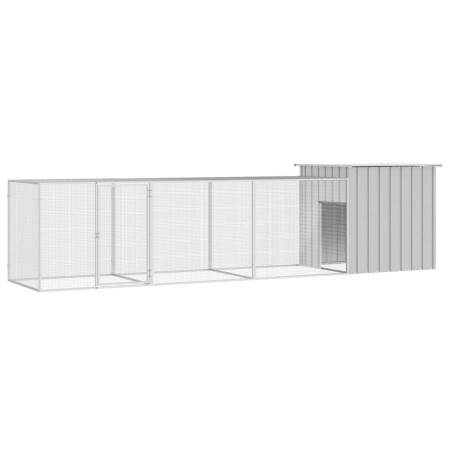 Gallinero de acero galvanizado gris 400x91x100 cm de vidaXL, Jaulas y habitáculos para animales pequeños - Ref: Foro24-310646...