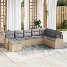 Conjunto de sofá de jardín con cojín 8 pcs Beige Poliratán en Sofás de exterior | Comprar online en Foru.es