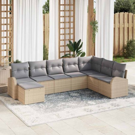 Conjunto de sofá de jardín con cojín 8 pcs Beige Poliratán en Sofás de exterior | Comprar online en Foru.es