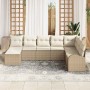Conjunto de sofá de jardín 8 pcs Beige Rattan de Poliéster en Sofás de exterior | Comprar online en Foru.es