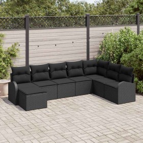 Conjunto de sofá de jardín 8 pcs Negro Rattan de Poliéster en Sofás de exterior | Comprar online en Foru.es