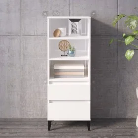 Aparador alto madera contrachapada blanco brillo 40x36x110 cm de vidaXL, Aparadores - Ref: Foro24-821246, Precio: 73,46 €, De...