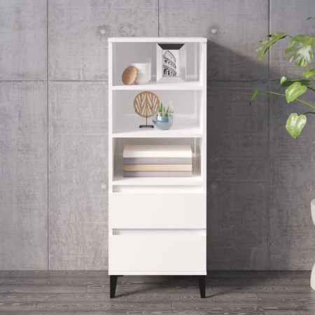Aparador alto madera contrachapada blanco brillo 40x36x110 cm de vidaXL, Aparadores - Ref: Foro24-821246, Precio: 74,11 €, De...