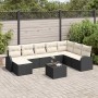 Conjunto de sofá de jardín con cojín 9 pcs Negro Poliratán en Sofás de exterior | Comprar online en Foru.es