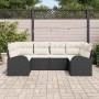 Conjunto de sofá de jardín 6 pcs Negro Rattan de Poliéster en Sofás de exterior | Comprar online en Foru.es