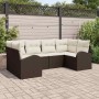 Conjunto de sofá de jardín 6 pcs Marrón Rattan de Poliéster en Sofás de exterior | Comprar online en Foru.es