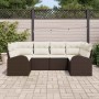 Conjunto de sofá de jardín 6 pcs Marrón Rattan de Poliéster en Sofás de exterior | Comprar online en Foru.es