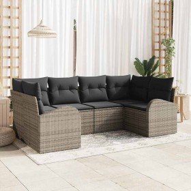 Conjunto de sofá de jardín 6 pcs Gris Rattan de Poliéster en Sofás de exterior | Comprar online en Foru.es