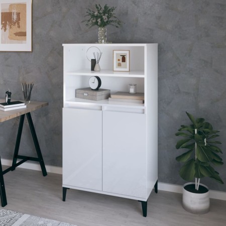 Aparador alto madera contrachapada blanco brillo 60x36x110 cm de vidaXL, Aparadores - Ref: Foro24-821230, Precio: 116,67 €, D...