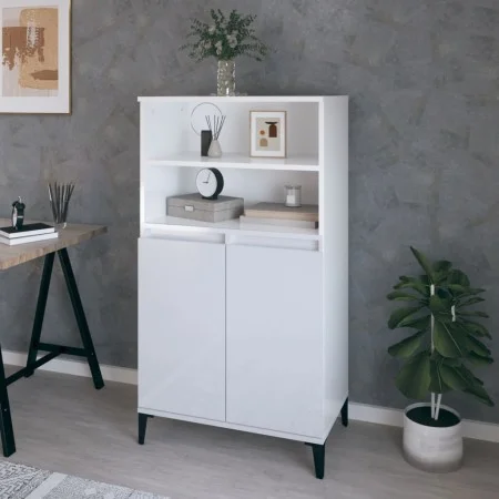 Aparador alto madera contrachapada blanco brillo 60x36x110 cm de vidaXL, Aparadores - Ref: Foro24-821230, Precio: 114,91 €, D...