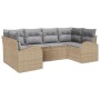 Conjunto de sofá de jardín 6 pcs Beige Rattan de Poliéster en Sofás de exterior | Comprar online en Foru.es
