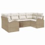 Conjunto de sofá de jardín 6 pcs Beige Rattan de Poliéster en Sofás de exterior | Comprar online en Foru.es