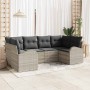 Conjunto de sofá de jardín 6 pcs Gris Claro Rattan de Poliéster en Sofás de exterior | Comprar online en Foru.es