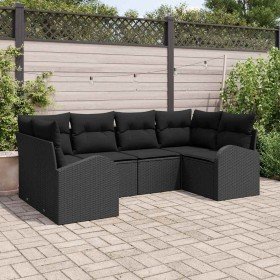 Conjunto de sofá de jardín 6 pcs Negro Rattan de Poliéster en Sofás de exterior | Comprar online en Foru.es