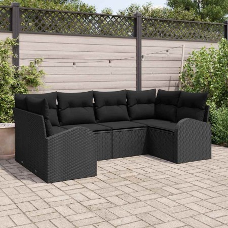 Conjunto de sofá de jardín 6 pcs Negro Rattan de Poliéster en Sofás de exterior | Comprar online en Foru.es