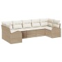 Conjunto de sofá de jardín 7 pcs Beige Rattan de Poliéster en Sofás de exterior | Comprar online en Foru.es