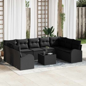 Conjunto de sofá de jardín 10 pcs Negro Poliratán en Sofás de exterior | Comprar online en Foru.es